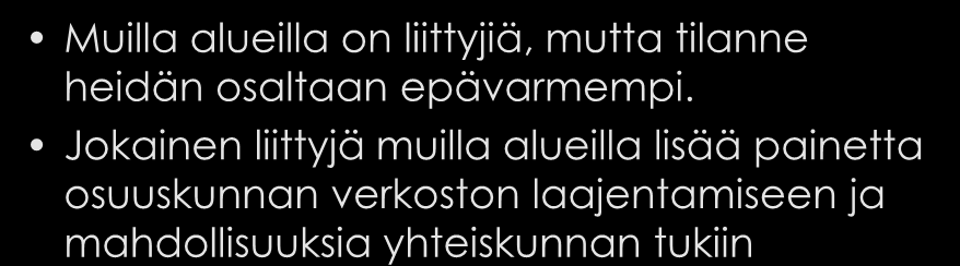 Mitä tiedetään 4 Muilla alueilla on liittyjiä, mutta tilanne heidän osaltaan epävarmempi.