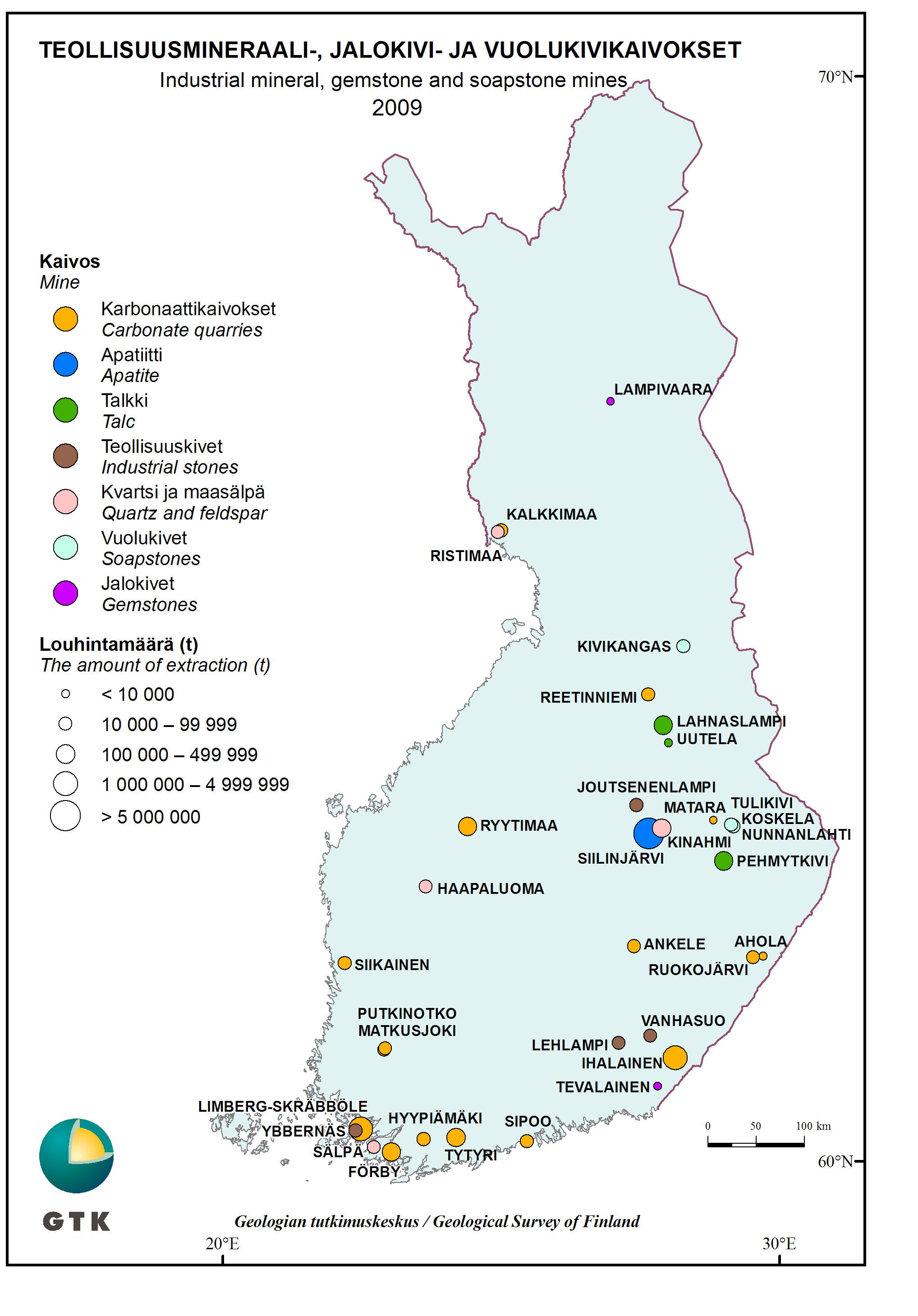 Kuva 7: Teollisuusmineraali-, jalokivi- ja vuolukivikaivosten