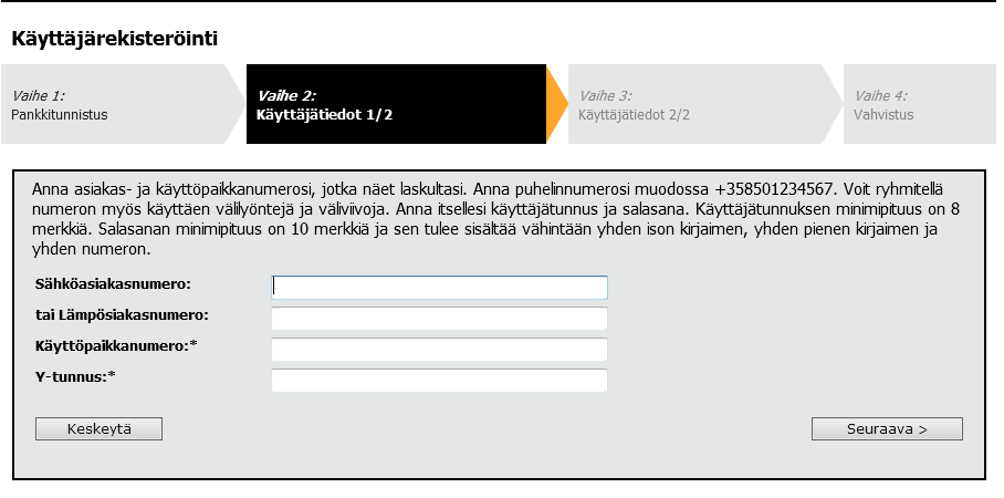 Ohje 2 (10) 2 Rekisteröitymisen vaiheet rekisteröitymätön käyttäjä Vaihe 1: Pankkitunnistus: Valitse pankkisi logo ja anna henkilökohtaiset