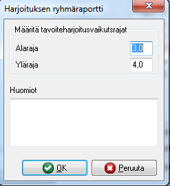 39 Kuva 34. Ryhmäraportit voidaan luoda analysoiduista mittausjaksoista. Harjoitusvaikutuksen ryhmäraportti näyttää harjoitusvaikutuksen jokaisesta valitusta mittauksesta.