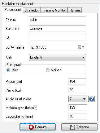 9 Kuva 6. Perustiedot ovat välttämättömiä ohjelmistoon syötettäviä tietoja. Lisätiedot parantavat analyysin tarkkuutta.