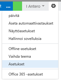 4 Sähköpostinäkymän yläreunassa oikealla on toimintovalikko, mistä pääsee selaamaan kalenteria, yhteystietoja ja tehtäviä. 4.