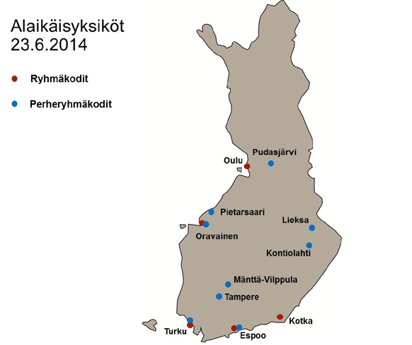 2 Nykytila 2.1 Majoitus Ryhmäkoti- ja perheryhmäkotiverkosto on muodostunut vähitellen sen mukaan kuinka paljon paikkoja on vaihtelevien turvapaikanhakijamäärien vuoksi tarvittu.