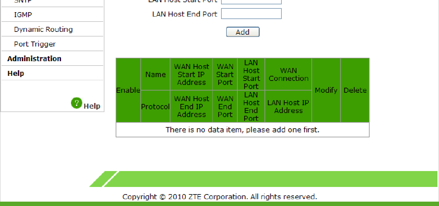 7.5 Porttiohjaus Lyhyt kuvaus Voit määrittää porttiohjauksen, jotta ulkoisessa verkossa oleva tietokone voi käyttää tlähiverkossa olevaa palvelinta asiakastilojen ulkoverkon (CPE WAN) kautta.