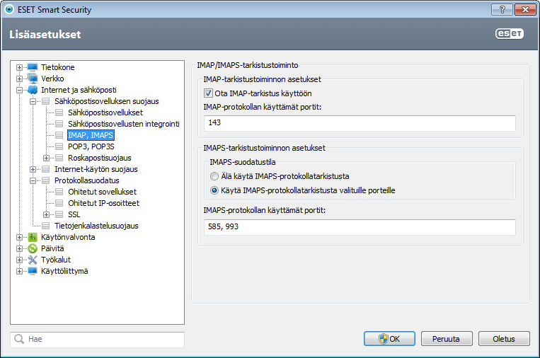 4.3.1.3 POP3-/POP3S-suodatin POP3 on sähköpostiviestien vastaanottamisessa yleisimmin käytetty protokolla. ESET Smart Security suojaa tämän protokollan sähköpostisovelluksesta riippumatta.