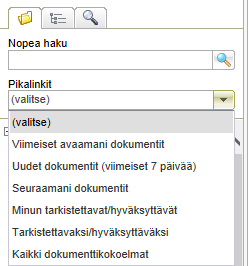 Navigointipuut (Professional lisäominaisuus) Navigointipuun välilehti löytyy kansiovälilehden vierestä. Navigointipuun kohdalla näkyy sekä nimi että määritteiden arvot.