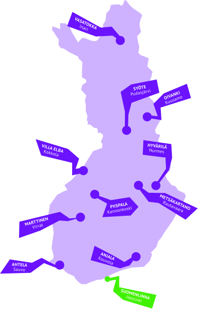 Kuvio 1: Suomen nuorisokeskukset (Suomen nuorisokeskusyhdistys ry 2013) 5.