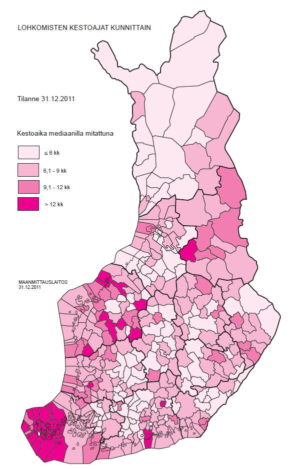 57 (84) Lohkomisten kestoajat, Maanmittauslaitos 14,0 12,0 10,0 8,0 6,0 4,0 2,0 0,0 11,5 11,7 9,4 9,3 8,5 8,9 9,1 9,1 8,1 7,7 7,0 6,9 2000 2001 2002 2003 2004 2005 2006