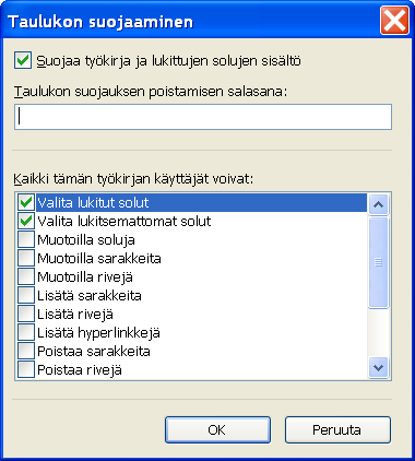 Microsoft Excel perusteita 11 (33) 4. osoita ja napsauta suojaus välilehteä 5.