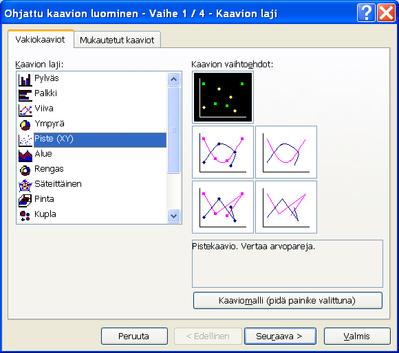 30 (33) Microsoft Excel perusteita 29. objektina valinta tekee kaavion avoinna olevaan taulukkoon kelluvana objektina 30.
