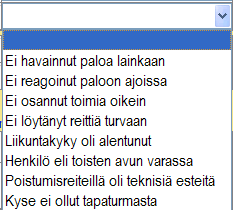 217 (238) D.4.13.4 Sijainti Valitaan valikosta parhaiten kuvaava vaihtoehto. Löydettäessä henkilö keittokomerosta tai -syvennyksestä valitaan koodistosta "Keittiö".