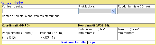 17 (238) D.2.3 Kohteen tiedot Määrittele tapahtumapaikka Paikanna kartalla -komennolla!