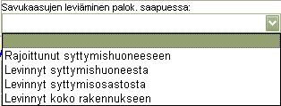 32 (238) D.2.5.8 Savukaasujen leviäminen palok. saapuessa Tähän kohtaan kirjataan parhaiten sopiva kuvaus savun esiintymisestä palokunnan saapuessa.