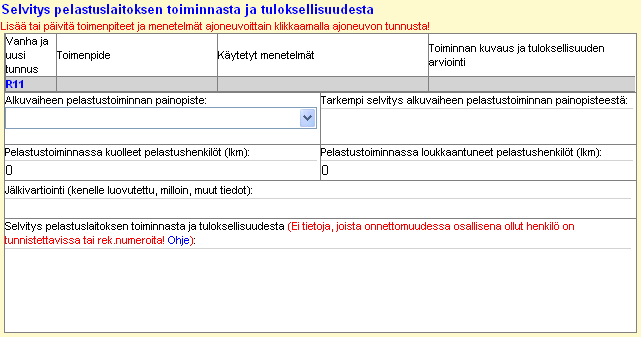 73 (238) D.2.11 Selvitys pelastuslaitoksen toiminnasta ja tuloksellisuudesta D.2.11.1 Käytetyt toimenpiteet ja menetelmät Näpäytä yksikön tunnusta lisätäksesi ko.