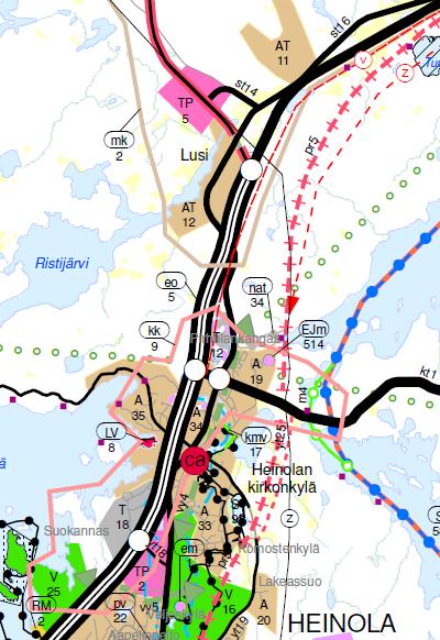 Tie halkoo aluetta kahteen osaan, mikä pienentää todellista potentiaalista terminaalialuetta.