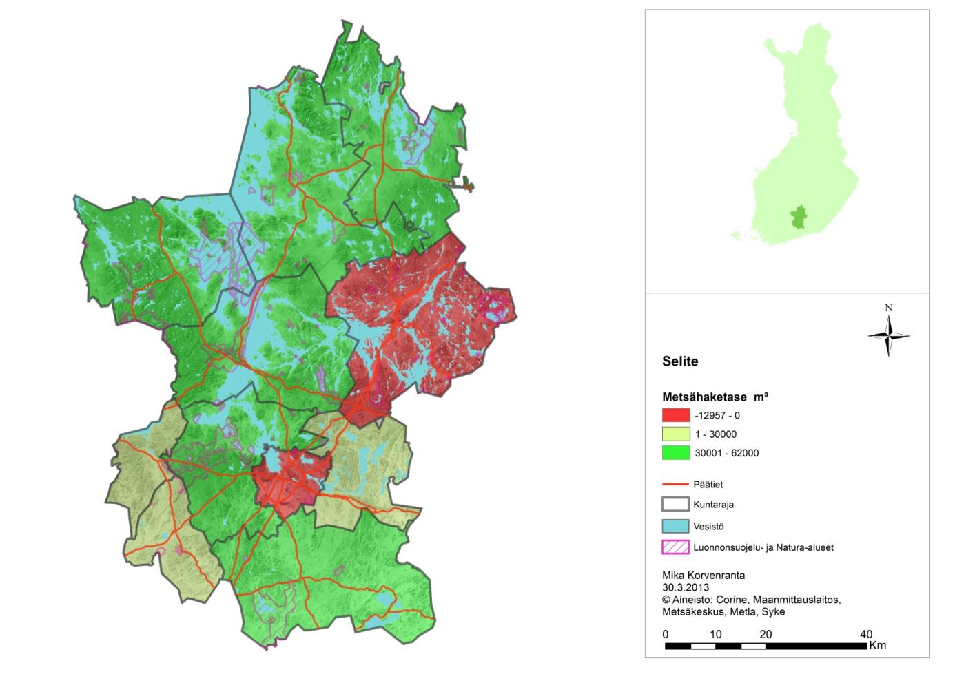 tuotantomenetelmä tulee säilymään keskityn tuotannon kanssa. Päijät-Hämeen metsähakkeen tilantarpeeksi muodostuu 14-35 hehtaaria kun otetaan tulevaisuuden näkymät huomioon (Korvenranta 2013). Kuva 1.