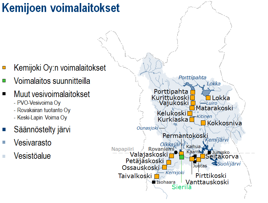 12. Pääsuunnittelijakoulutuksen tutkielmat suurimmat järvet ovat Kemijärvi sekä Lokan ja Porttipahdan tekojärvet.