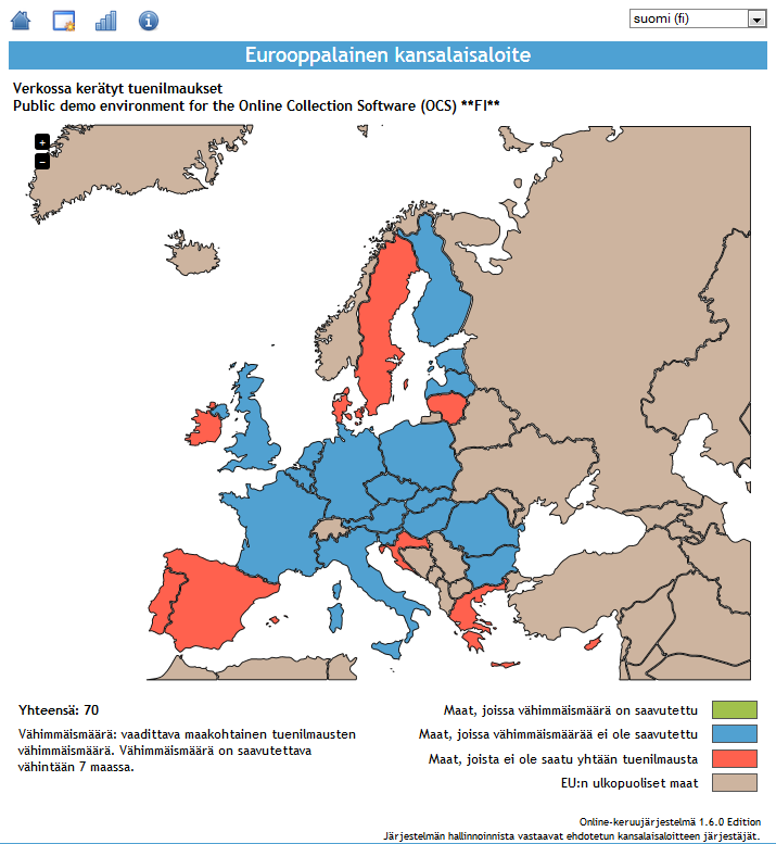 3.3 Todistus järjestelmän sääntöjenmukaisuudesta Julkisen käyttöliittymän jokaisen sivun yläreunassa on Yhdenmukaisuustodistus-painike.