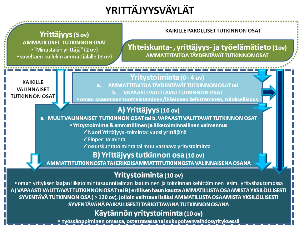 14 Savon ammatti- ja aikuisopiston opetussuunnitelman yhteisessä osassa, joka on hyväksytty 27.5.2009. KUVIO 1 Savon ammatti- ja aikuisopiston yrittäjyysväylä 2009.