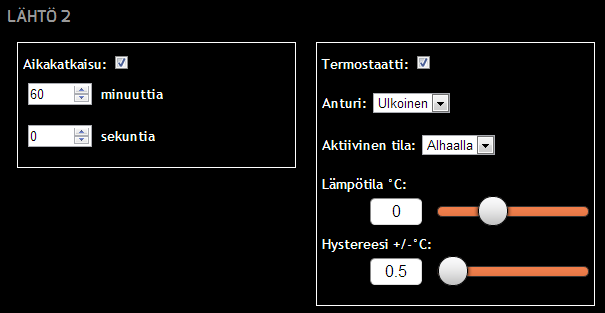 6.11 Termostaattiohjaus Valitun lähdön ohjaus voidaan asettaa lämpötilasääteiseksi automaatiksi käyttämällä termostaattiohjaustoimintoa.