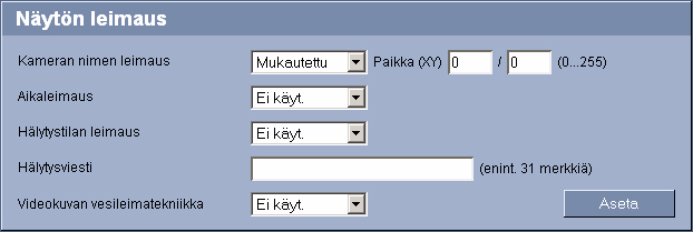 30 f Määrtys Web-selamella VIP X1600 5.4.1 1-kamera/4-kamera Anna ykslöllnen, selkeä nm kameralle tässä kentässä.! VAROITUS! Älä käytä nmessä erkosmerkkejä, kuten &.