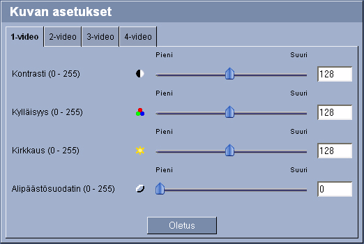 36 f Määrtys Web-selamella VIP X1600 5.10 Kuvan asetukset Vot asettaa kunkn kameran vdeokuvan tarpedes mukaan. Kullonenkn vdeokuva näytetään vahvstukseks penessä kkunassa lukuohjamen veressä.