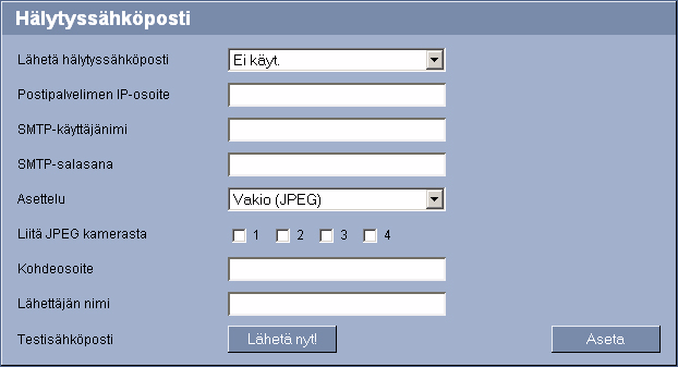 68 f Määrtys Web-selamella VIP X1600 5.24 Hälytyssähköpost Vahtoehtona automaattselle yhdstämselle hälytystlat vodaan dokumentoda myös sähköposttse.