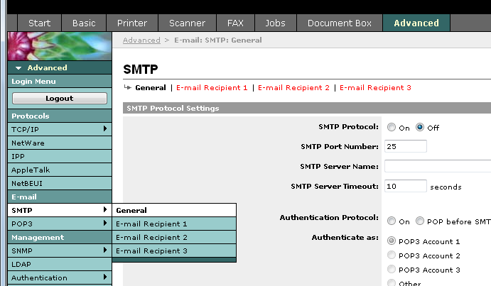 Valmistelut ennen käyttöä > COMMAND CENTER (Sähköpostiasetukset) Sähköpostin lähetys Kun määrität SMTP-asetukset, voit lähettää koneelle ladattuja kuvia sähköpostiviestien liitteinä.