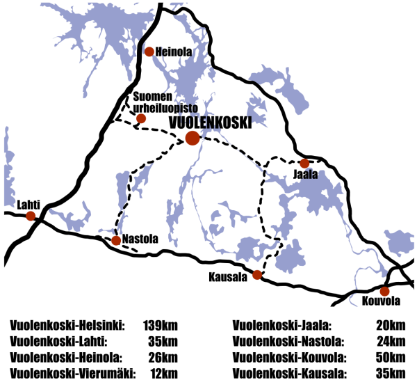 Missä on maailman paras paikka? Meidän Kylä kartalla ja muuta kylänraittitietoa Meidän kylän sijainti Vuolenkoski sijaitsee Pohjois-Kymenlaaksossa, Iitin kunnassa.