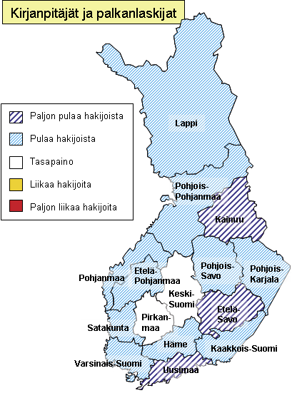 12 Kuvio 1. Kirjanpitäjien ja palkanlaskijoiden työvoiman kysynnän ja tarjonnan tilanne keväällä 2011. Kuviosta 1.