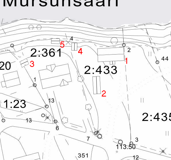 18. OTE PERUSKARTASTA 1 : 20 000 19. ASEMAPIIRROS 3/3 20. VALOKUVAT Pihapiiri kaakosta Päärakennus kaakosta Pikkupuoli koillisesta 21.