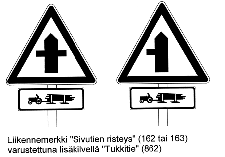 Puutavaran kuljetus yleisillä teillä 19 Error! Style not defined. Liikennemerkkejä ei tarvita, jos kysymyksessä on vähäinen, esim. kerran tapahtuva kuljetus.