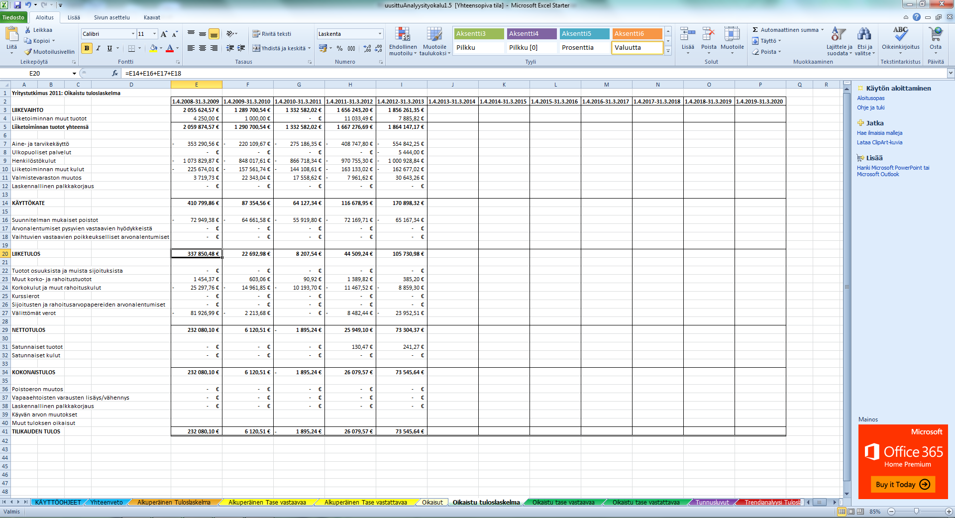 EXCEL-TYÖKALU OIKAISTU