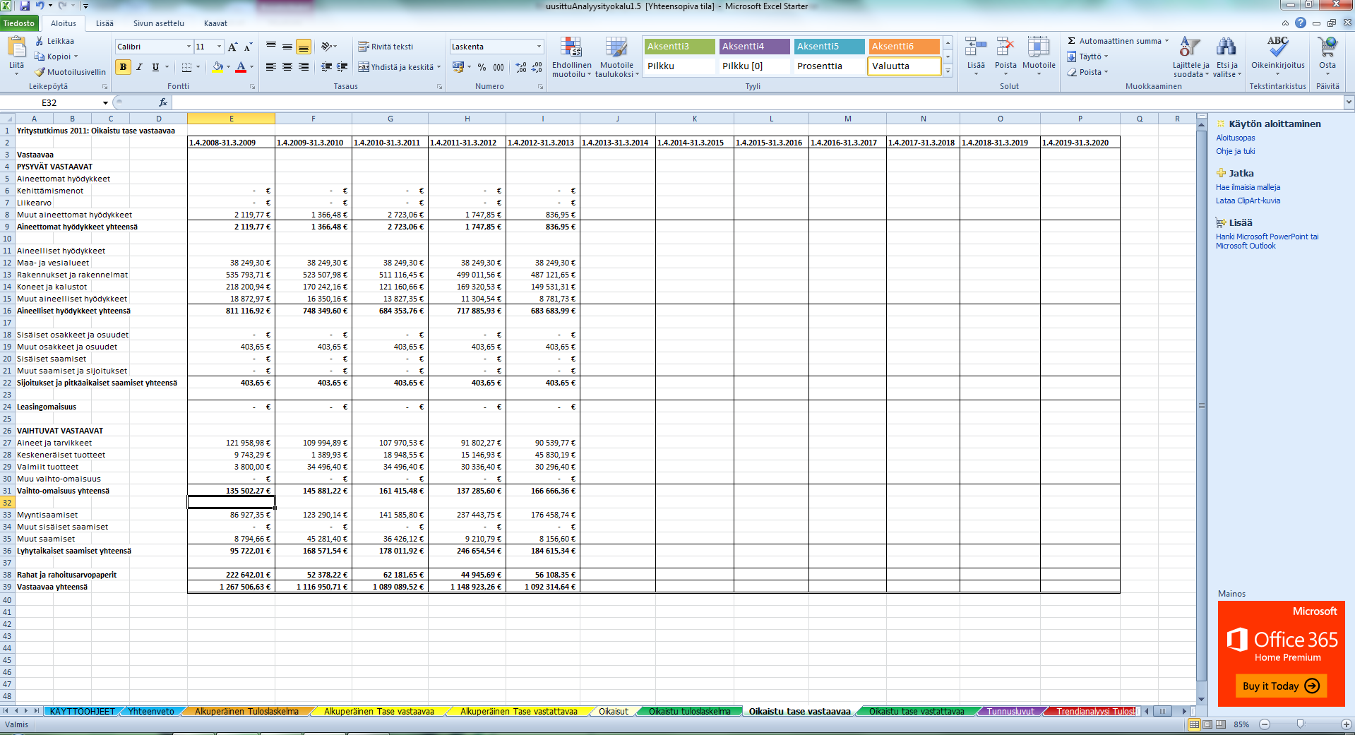 EXCEL-TYÖKALU OIKAISTU