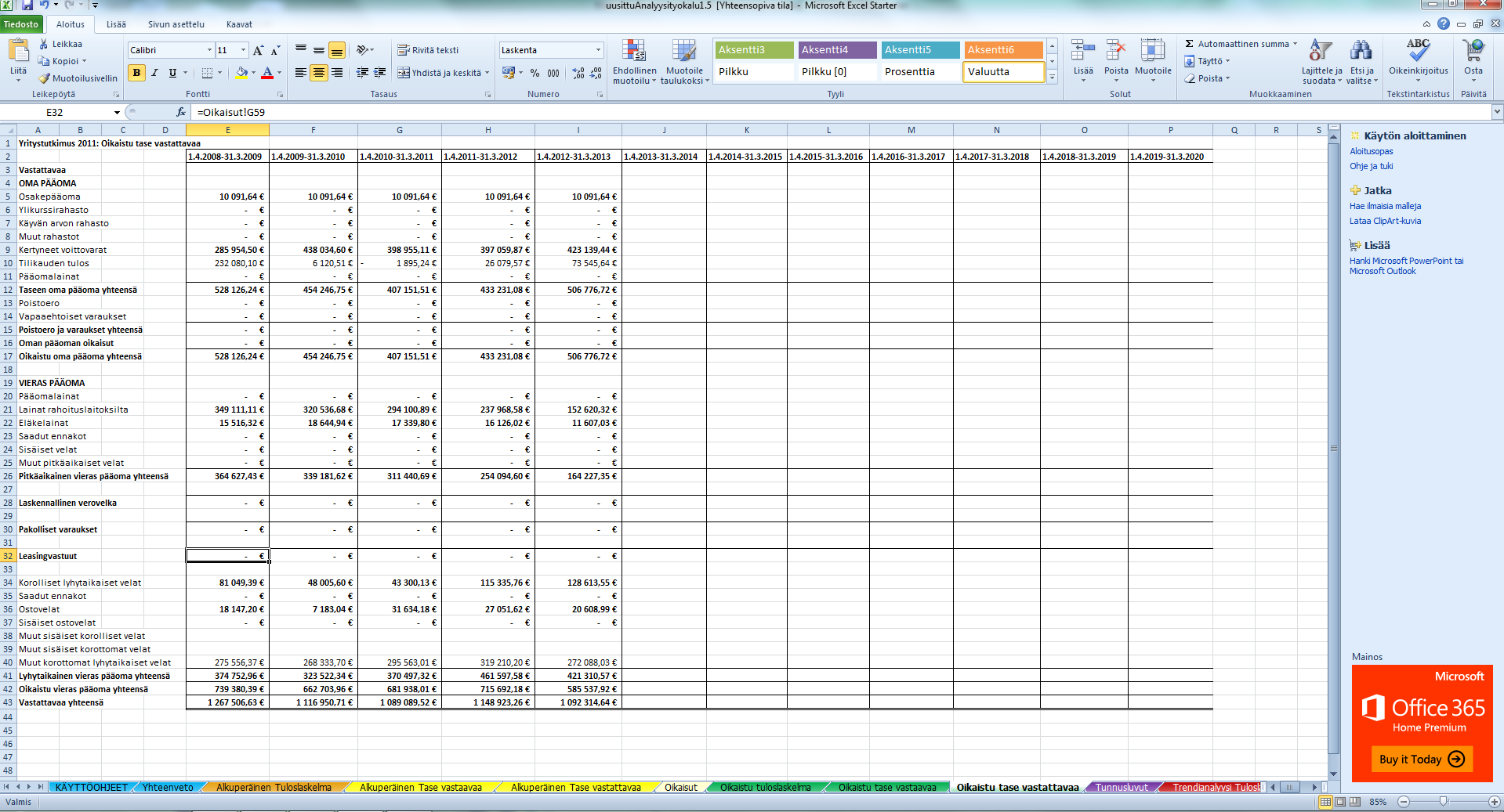 EXCEL-TYÖKALU OIKAISTU