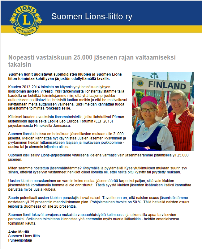 21 Jäsenviestin vaikutus