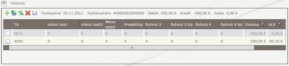 Toukokuu 2014 17 (49) Yhdistä rivit toiminto yhdistää kaksi valittua laskuriviä yhdeksi riviksi. Poista rivi toiminto poistaa valitun rivin.