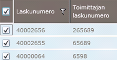 Toukokuu 2014 39 (49) Käyttäjä voi suorittaa toimenpiteitä yhdelle tai useammalle laskuriville. Maksatuksen hyväksyjä voi muokata maksun tietoja Laskun tiedot -näytöllä.