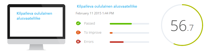 WooRank näyttää analysoinnin jälkeen huomiota kaipaavat epäkohdat sivusta todella selkeästi.