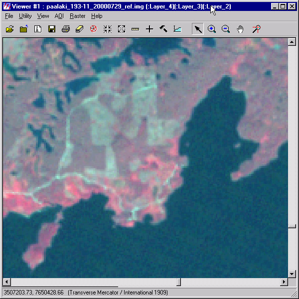 Landsat ETM-kuva: kanavat Eri aallonpituusalueita hyödyntämällä kohteesta saadaan esiin monipuolisempaa informaatiota kuin vain näkyvän valon aallonpituuksilla.