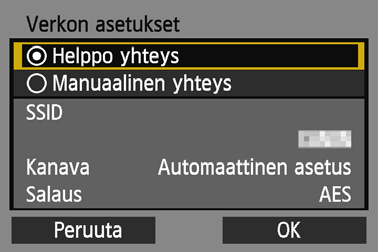 Yhteyden muodostaminen kameran tukiasematilan avulla Kamera ja älypuhelin voidaan yhdistää suoraan langattoman lähiverkon kautta.