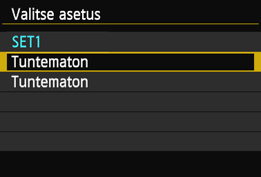 Useiden yhteysasetusten rekisteröinti Voit rekisteröidä enintään kolme tulostimen ja kameran välistä yhteysasetusta. 1 Valitse [Wi-Fi-toiminto].