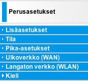 Kun olet kirjautunut laitteeseen, voit tutkia laitteen asetuksia. Älä kuitenkaan tee mitään muutoksia, ellet tiedä muutosten vaikutuksesta asetuksiin.