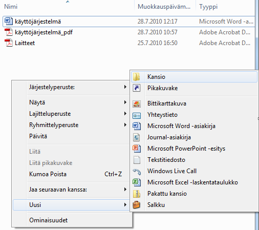 Muut tiedosto-operaatiot resurssienhallinnassa Objekti(t) poistetaan valitsemalla objekti(t) ja painamalla sen jälkeen Delete-näppäintä.