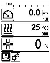 Toiminnan kuvaus Lämmitysjärjestelmä: Kuumakiilan lämpötila on säädettävissä, ja sitä säädellään sähköisesti välillä 80 C ja 420 C. Lämpötila voidaan asettaa 5 C:n välein.