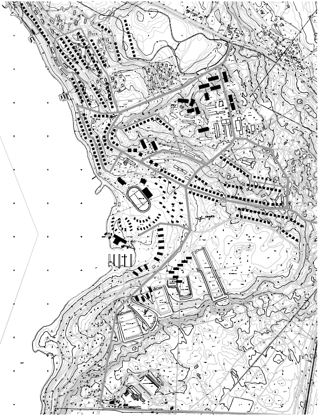 VAIHTOEHTOISET VISIOT JA EHDOTETUT TAVOITTEET KARTALLA Tarkastelussa havaittin jo mainitut kolme tukijalkaa alueen kehittämiseksi.