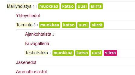 SuPer VERKKOSIVUJEN PÄIVITYSOHJE 7 (14) 7. Sivun piilottaminen ja julkaiseminen Kuva 5. Sivun asetukset. Oletuksena uutta sivua ei ole vielä julkaistu.