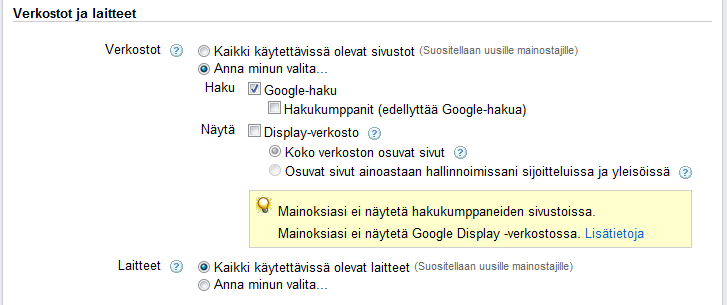 Hakukumppaneilla tarkoitetaan verkkosivuja, jotka käyttävät Googlen hakua kuten Iltalehti.fi. Mainoksesi voivat siis näkyä käyttäjille, jotka hakevat uutisia Iltalehden verkkopalvelusta.