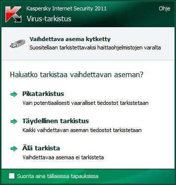 S O V E L L U K S E N K Ä Y T T Ö L I I T T Y M Ä Tuki avaa ikkunan, joka sisältää tietoja järjestelmästä sekä linkkejä Kaspersky Labin informaatioresursseihin (teknisen tuen sivusto; foorumi).