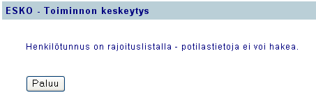 Käyttäjähallintaan liittyvää dialogia Eskojärjestelmässä